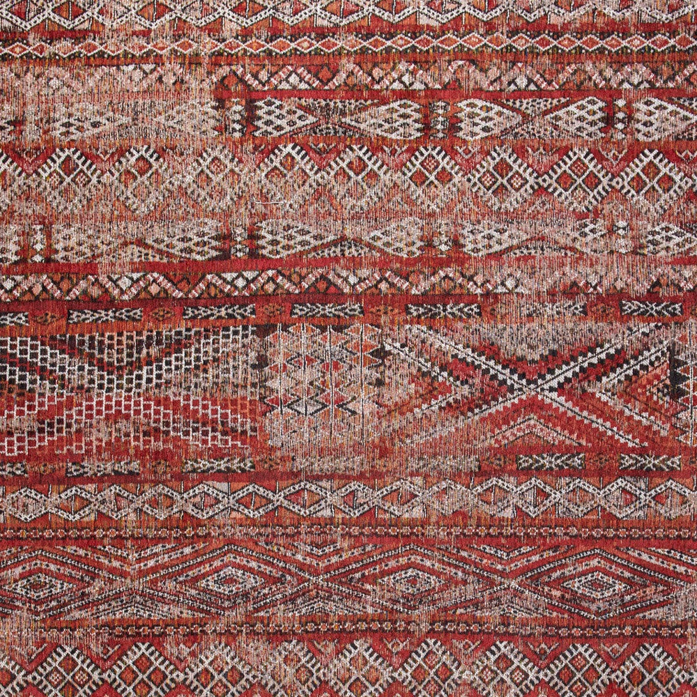 5' X 7' Red and Gray Oriental Non Skid Area Rug