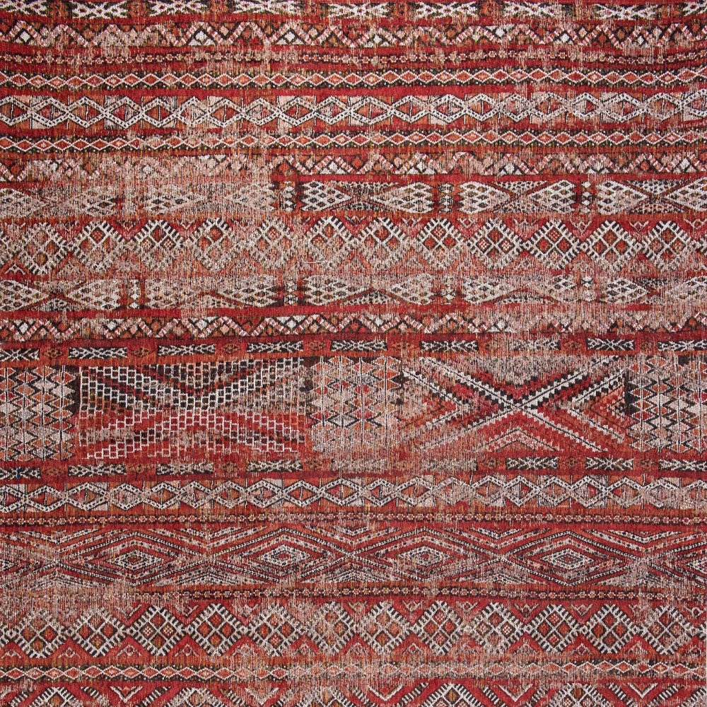 5' X 7' Red and Gray Oriental Non Skid Area Rug