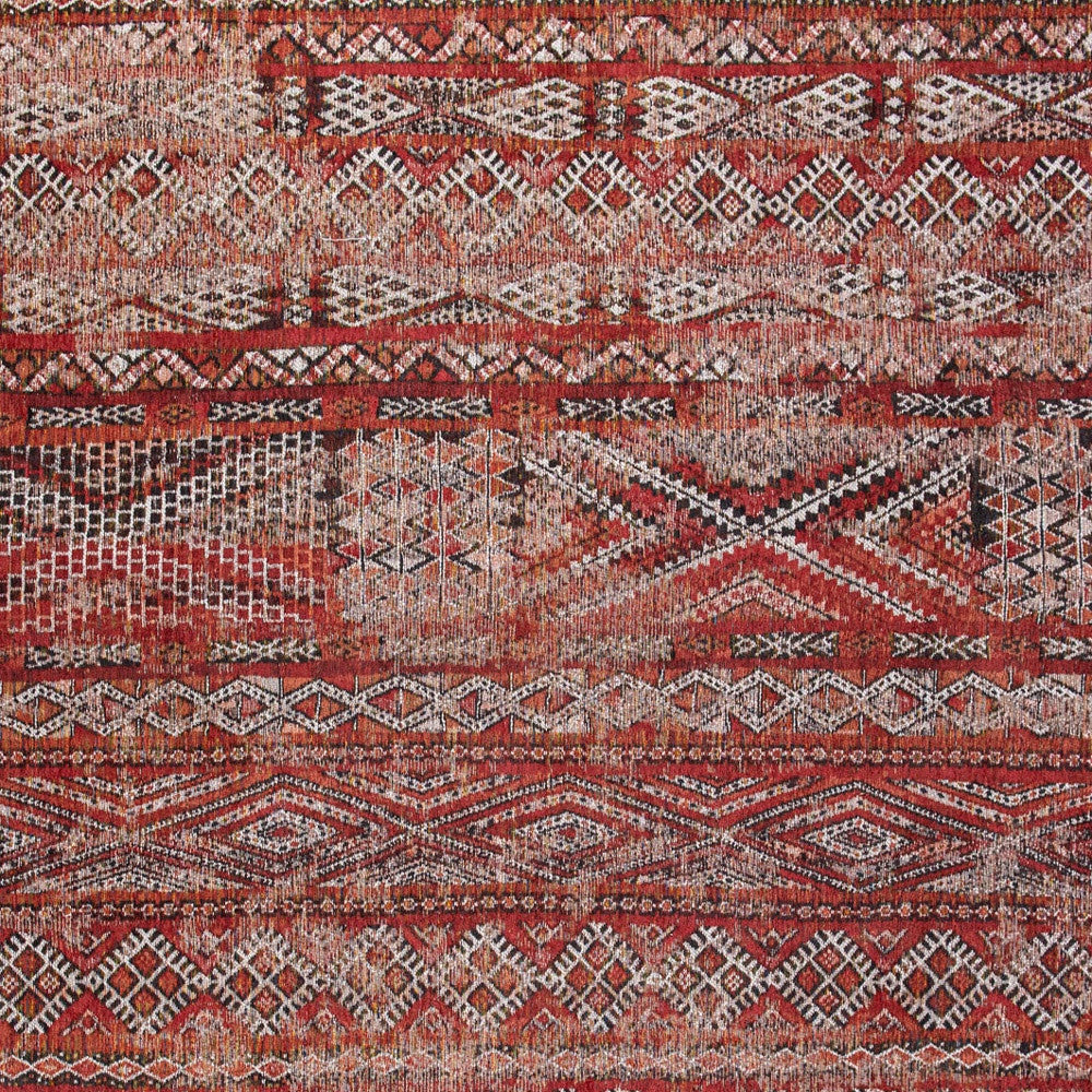 8' X 11' Red and Gray Oriental Non Skid Area Rug