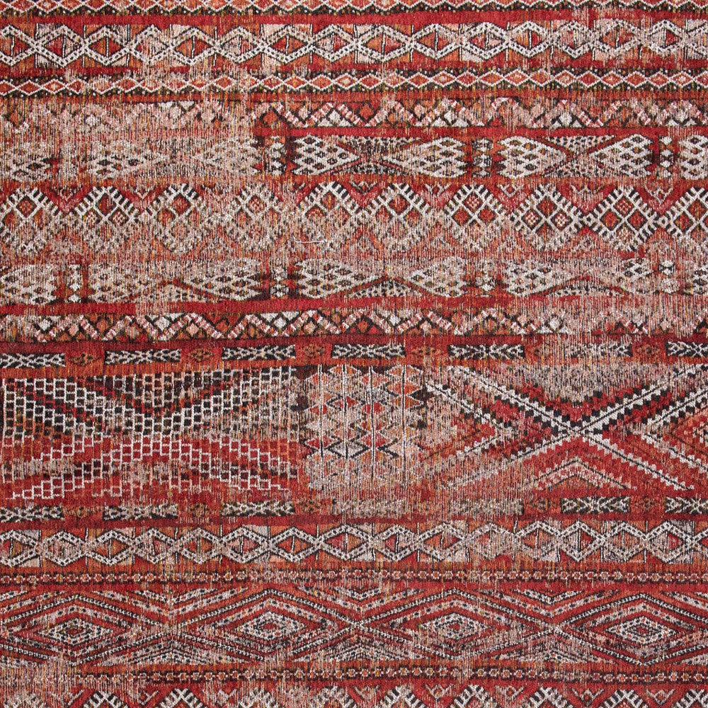 9' X 13' Red and Gray Oriental Non Skid Area Rug