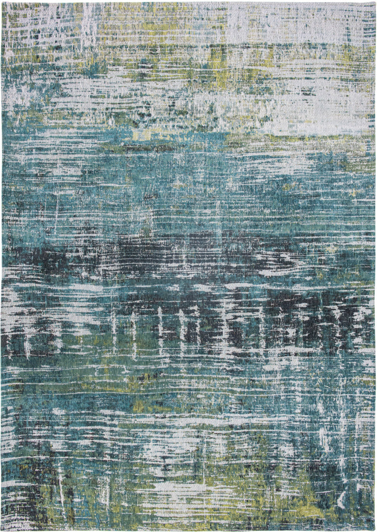 5' X 7' Blue and Green Abstract Non Skid Area Rug