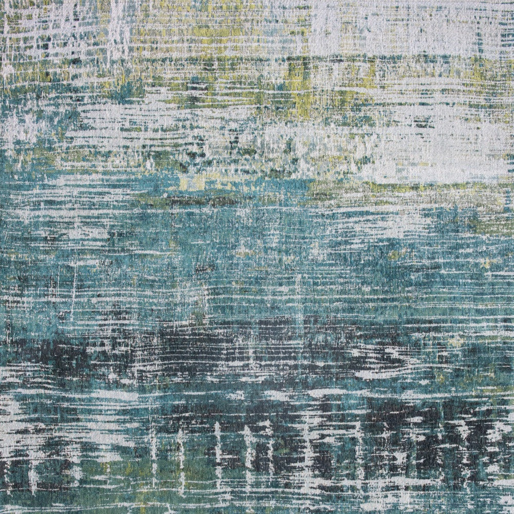 5' X 7' Blue and Green Abstract Non Skid Area Rug