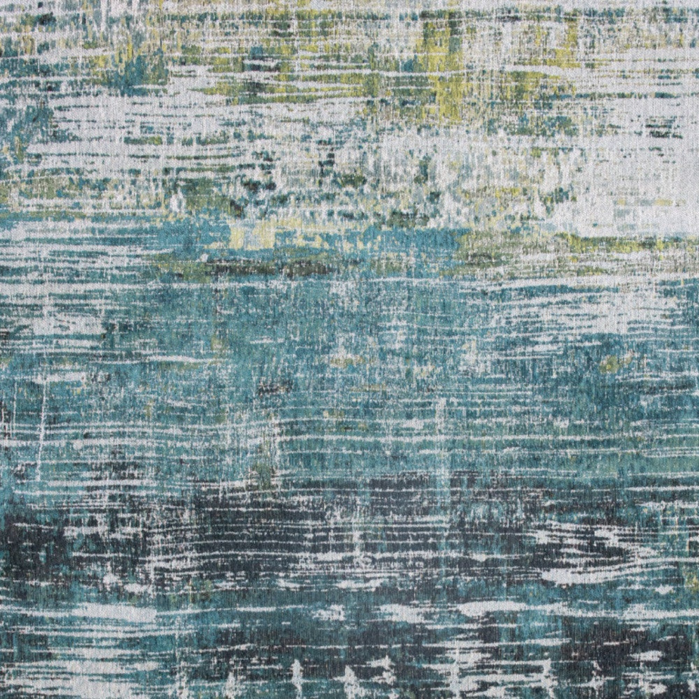 7' X 9' Blue and Green Abstract Non Skid Area Rug