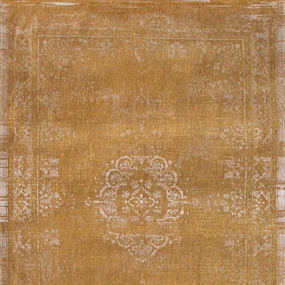 3' X 5' Orange and White Medallion Non Skid Area Rug