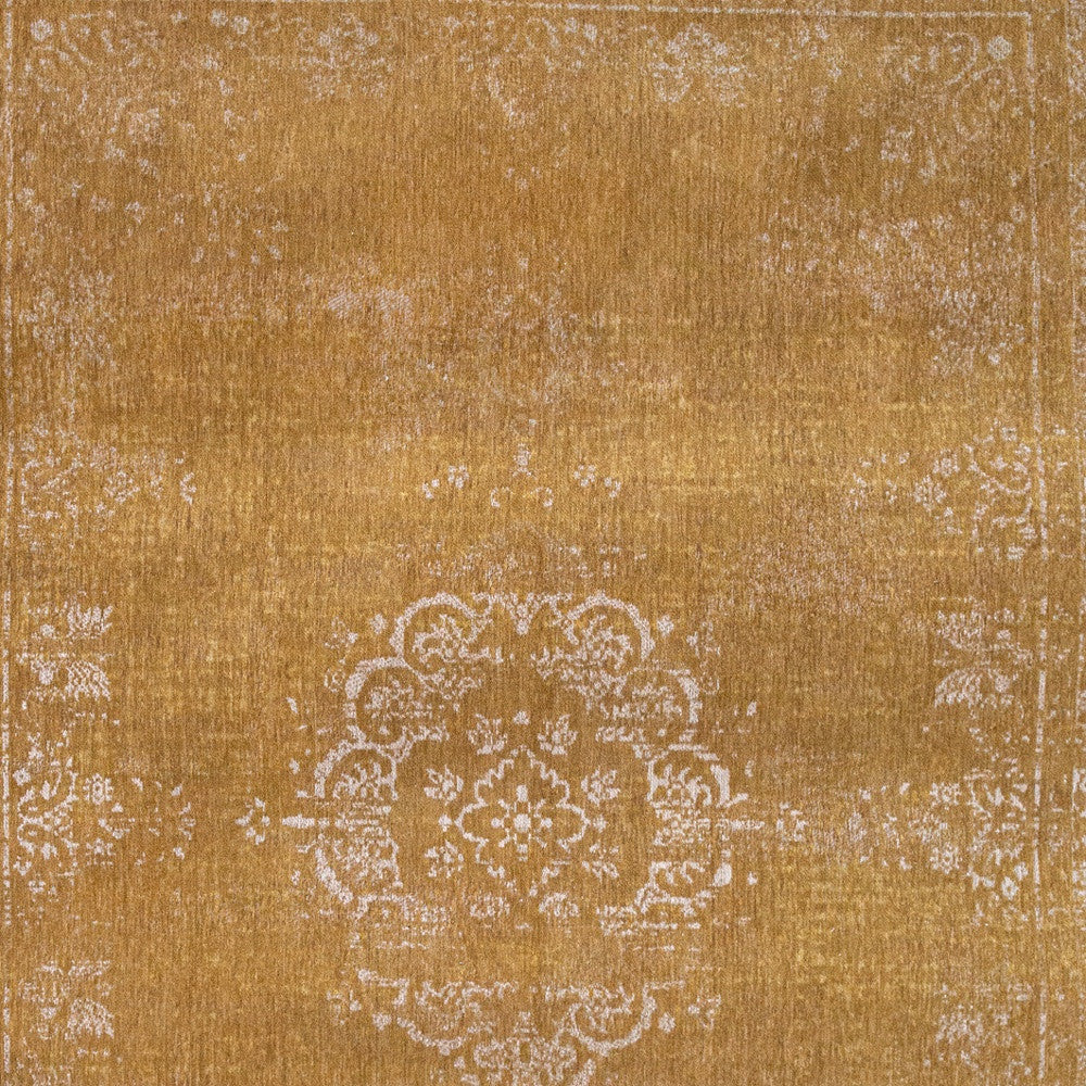 6' X 8' Orange and White Medallion Non Skid Area Rug