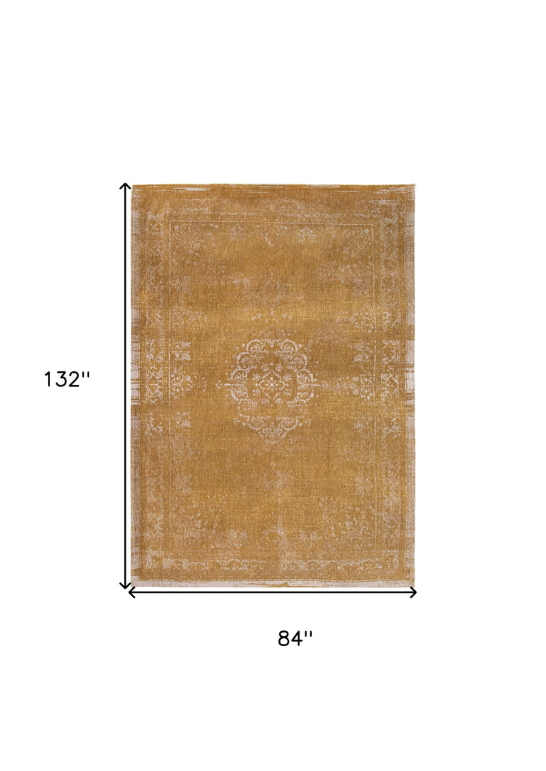 8' X 11' Orange and White Medallion Non Skid Area Rug