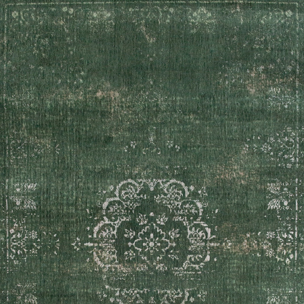 3' X 5' Gray and Green Medallion Non Skid Area Rug