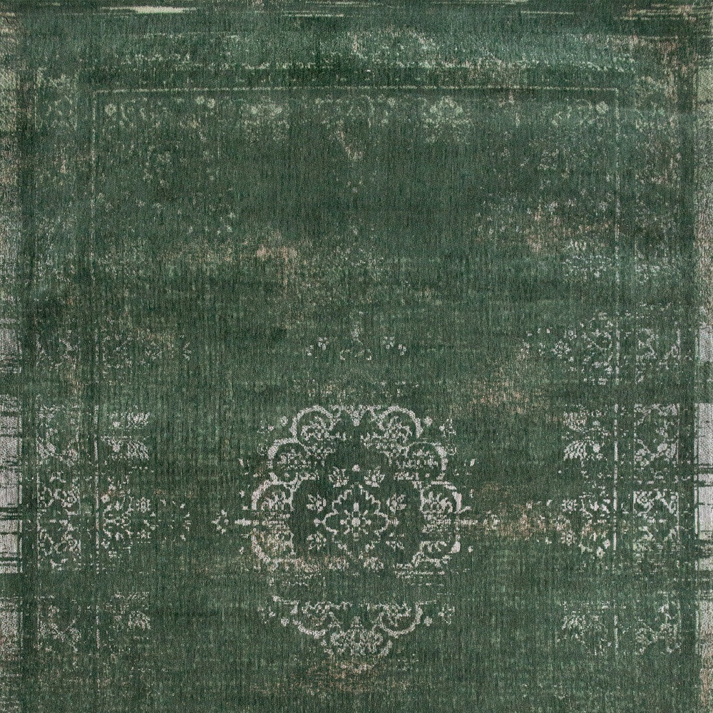 3' X 5' Gray and Green Medallion Non Skid Area Rug