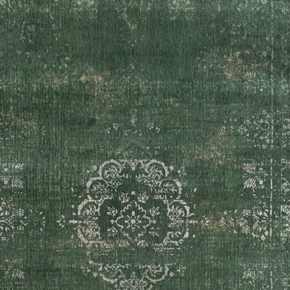 9' X 13' Gray and Green Medallion Non Skid Area Rug