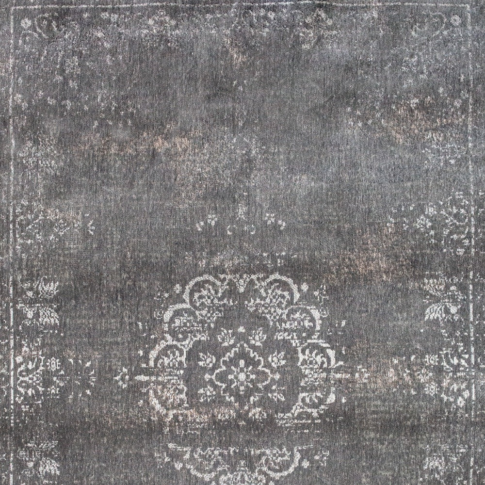 3' X 5' Gray Medallion Non Skid Area Rug