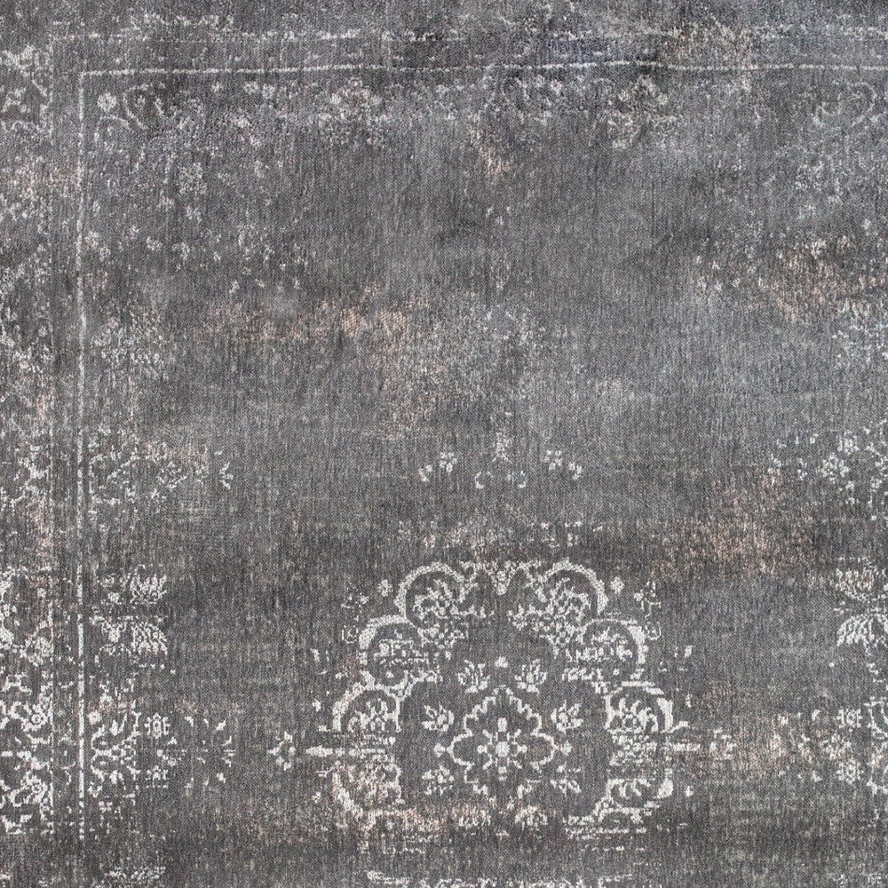 5' X 7' Gray Medallion Non Skid Area Rug