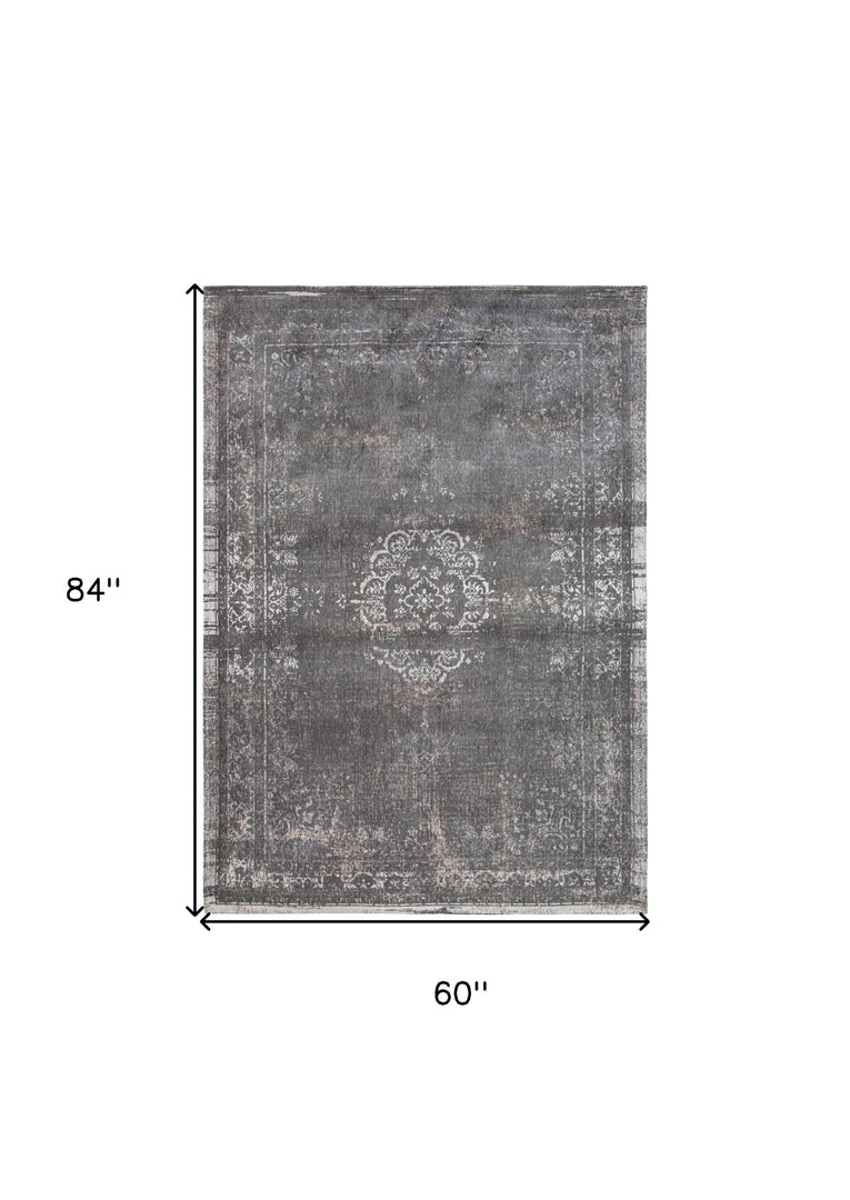 6' X 8' Gray Medallion Non Skid Area Rug