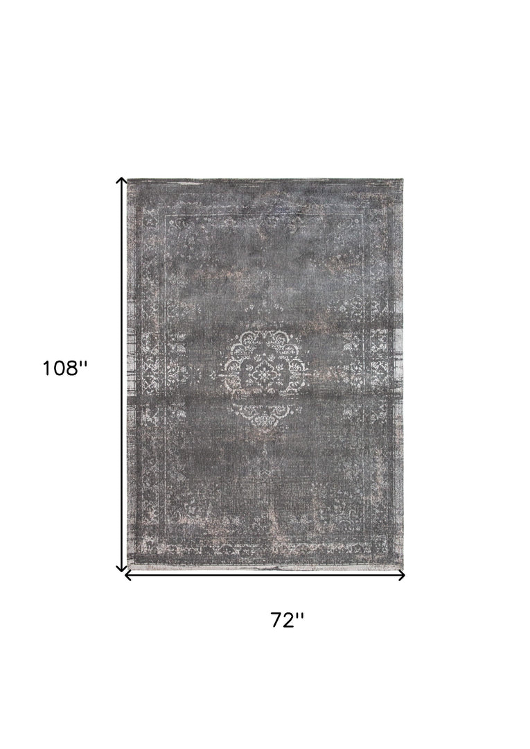 7' X 9' Gray Medallion Non Skid Area Rug