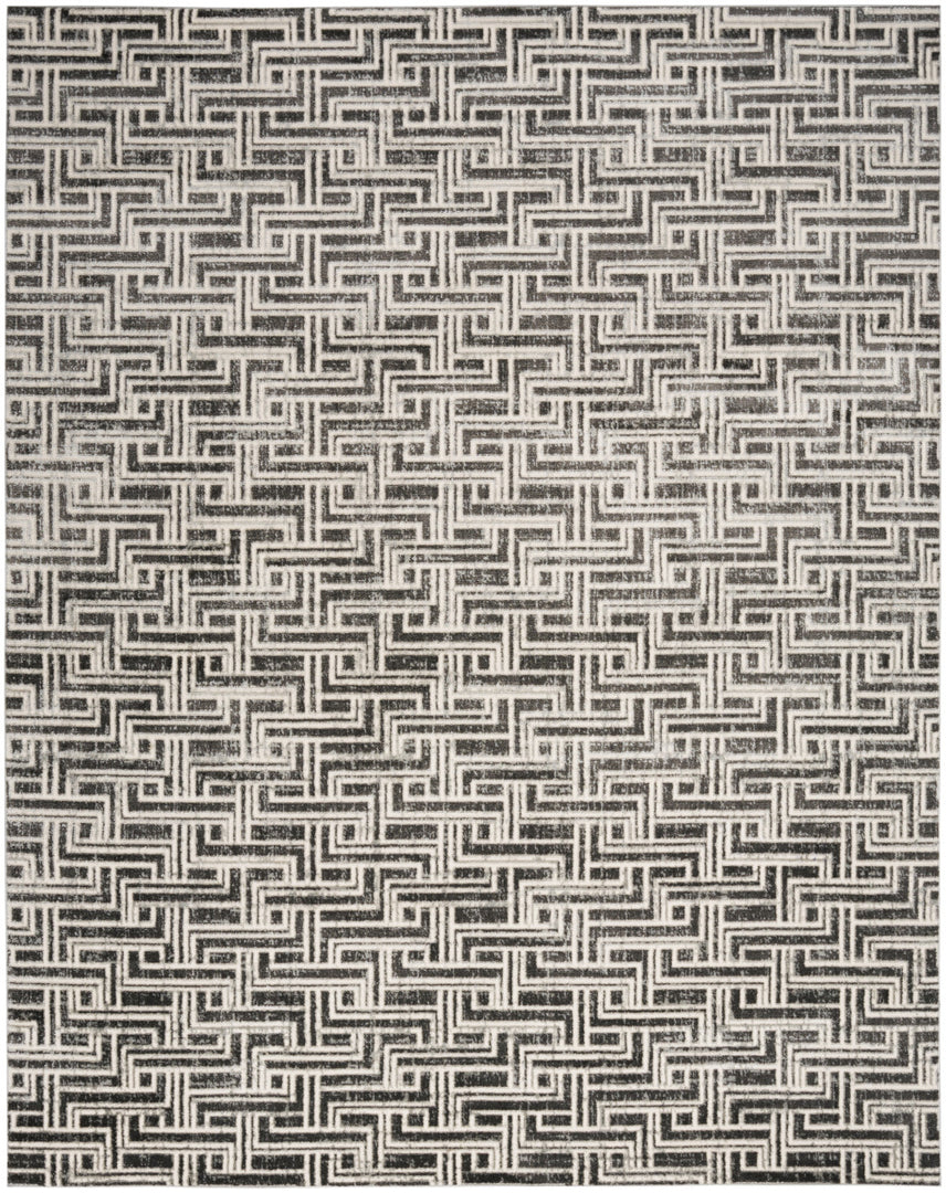 9' X 12' Gray Geometric Distressed Area Rug