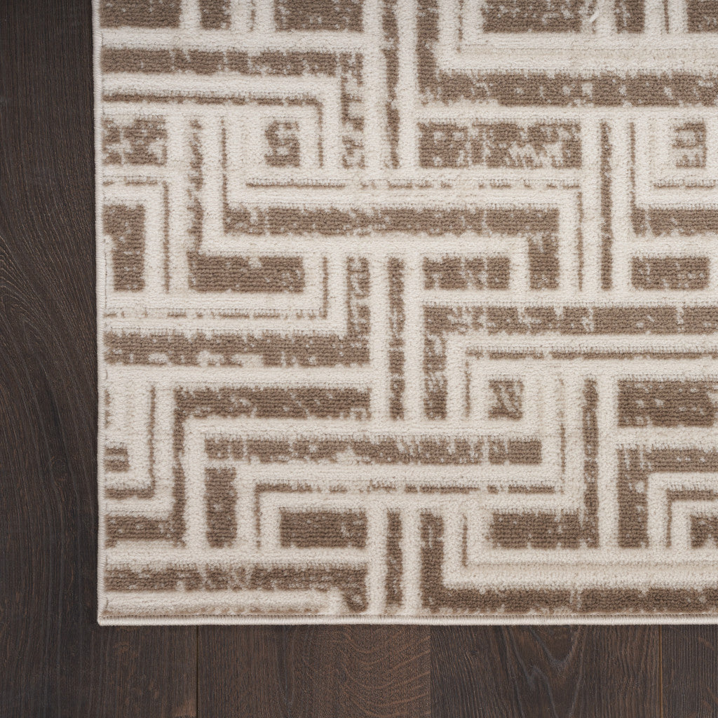 8' X 10' Brown Geometric Distressed Area Rug