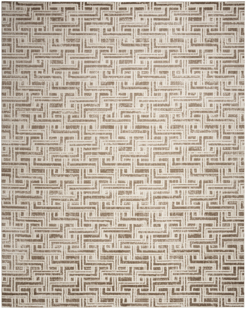 5' X 7' Brown Geometric Distressed Area Rug