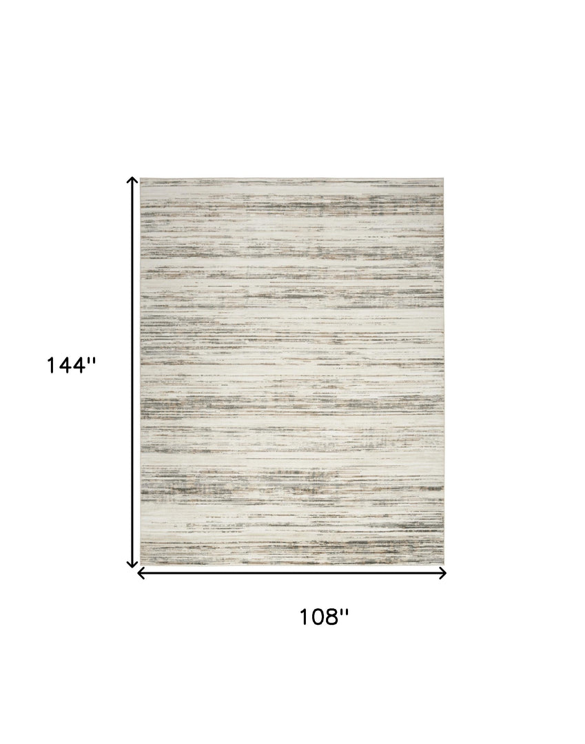 9' X 12' Cream Abstract Distressed Area Rug