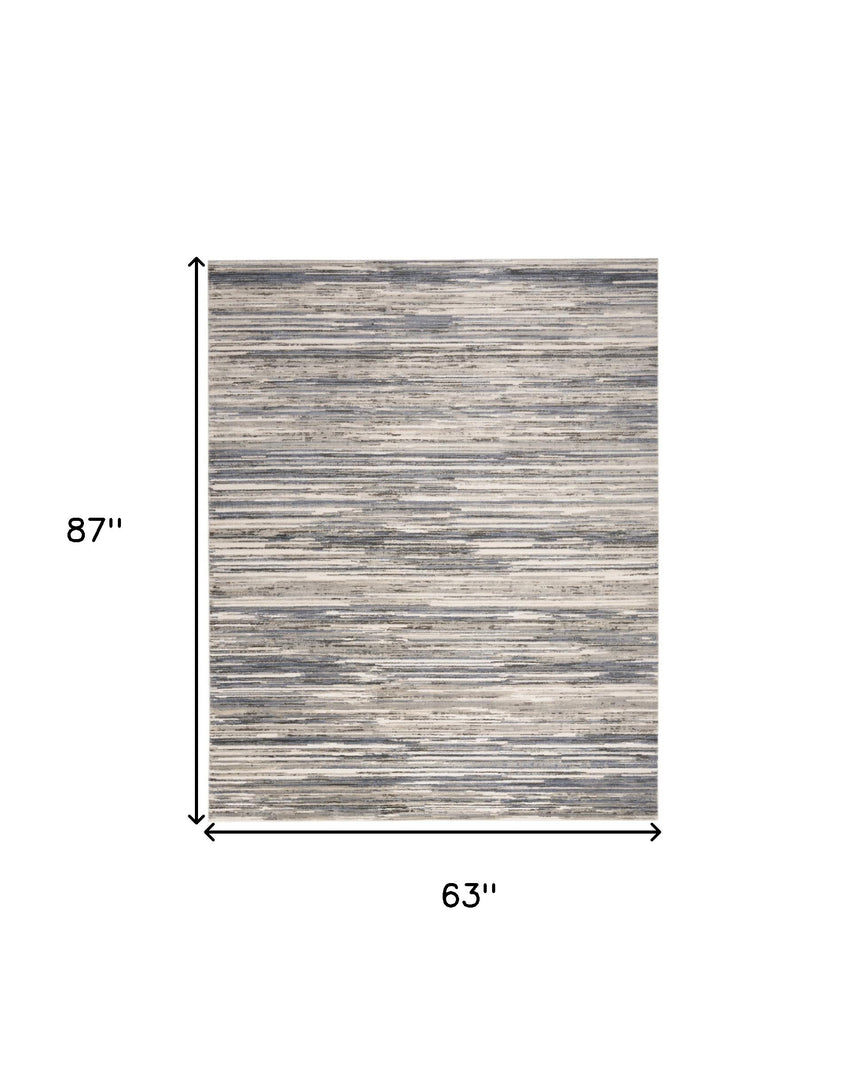 5' X 7' Cream Abstract Distressed Area Rug