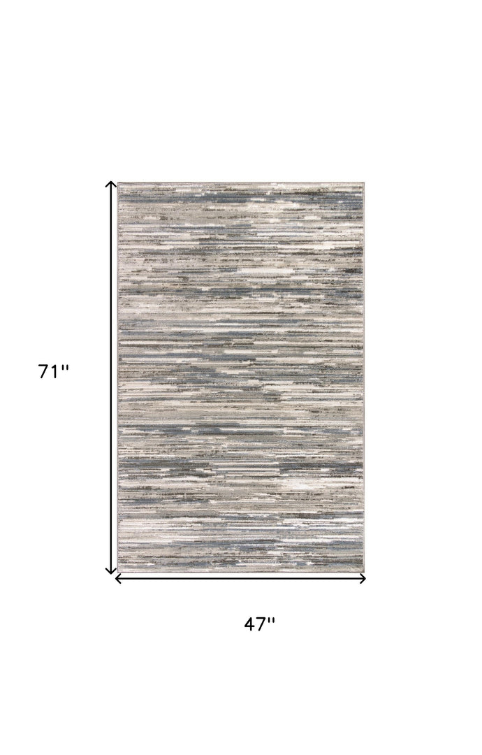 4' X 6' Cream Abstract Distressed Area Rug