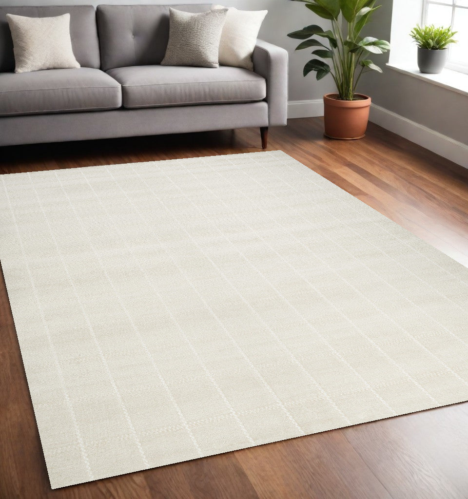 5' X 7' Cream Geometric Area Rug