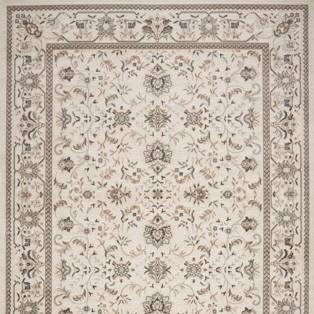 8' X 10' Cream Floral Distressed Area Rug