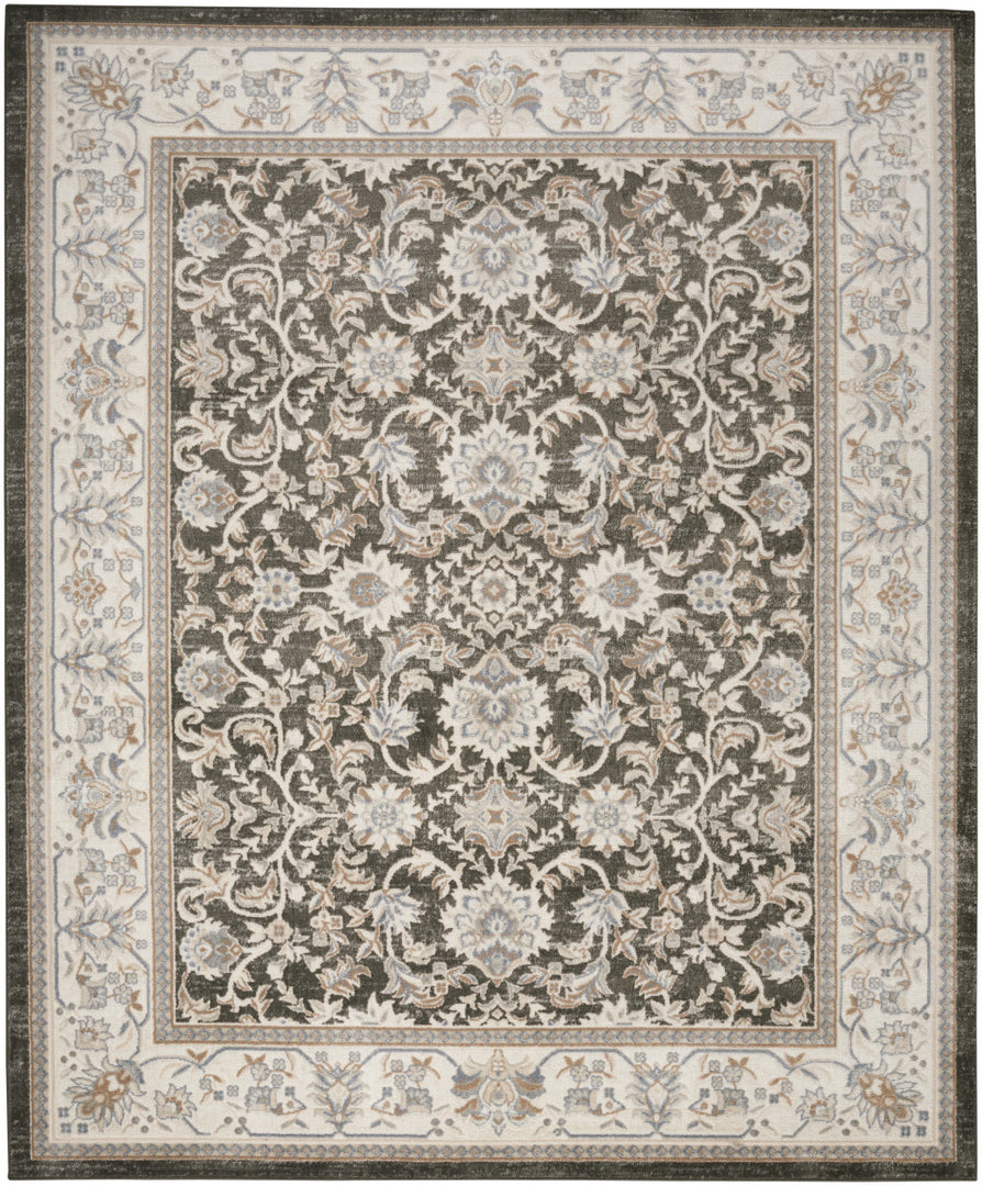 8' X 10' Gray Floral Distressed Area Rug