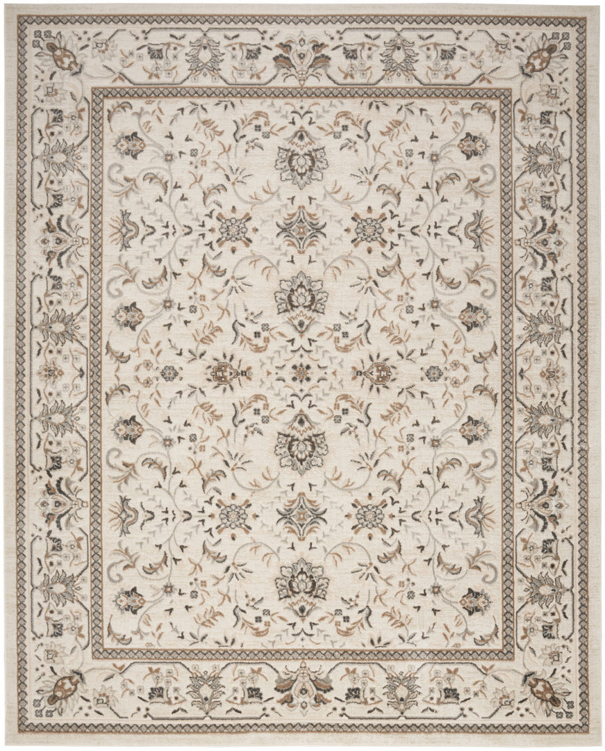 5' X 7' Cream Floral Distressed Area Rug