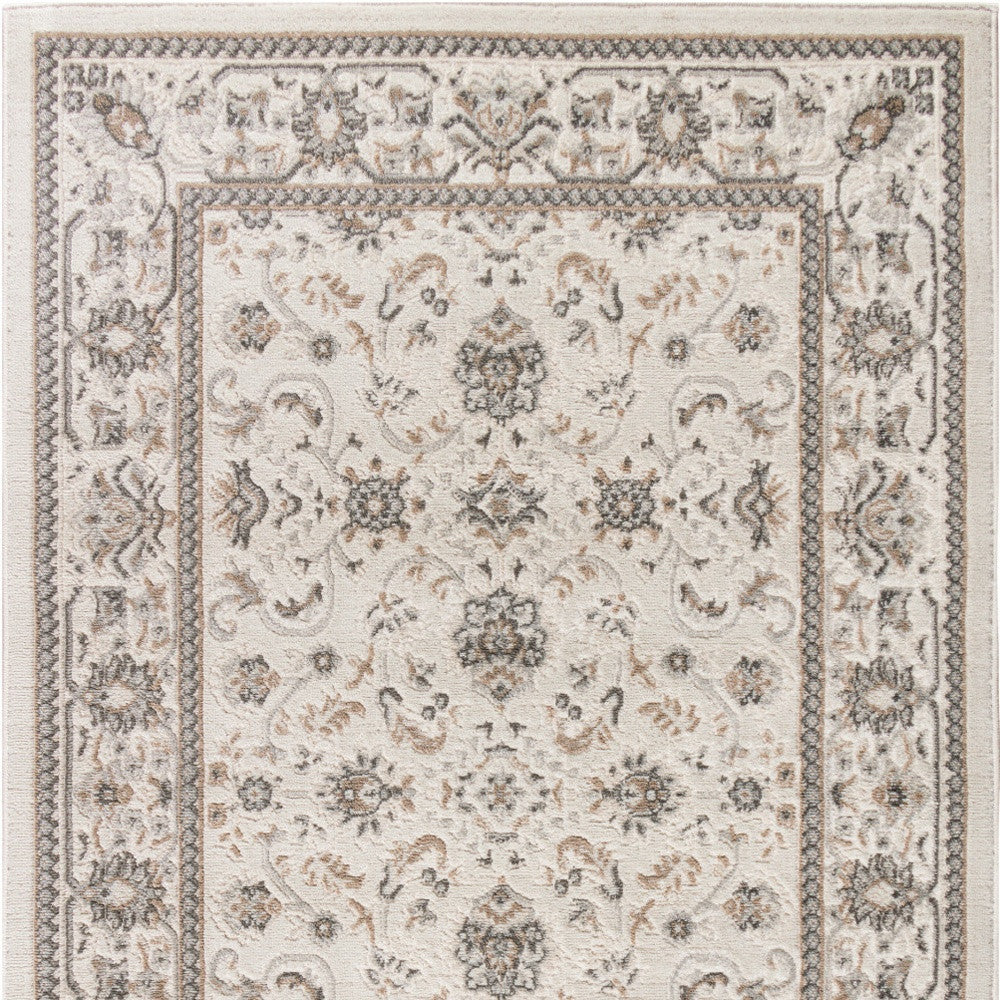 4' X 6' Cream Floral Distressed Area Rug