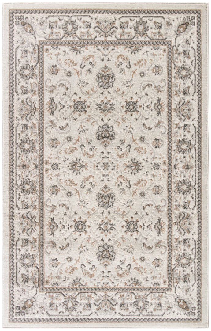 4' X 6' Cream Floral Distressed Area Rug