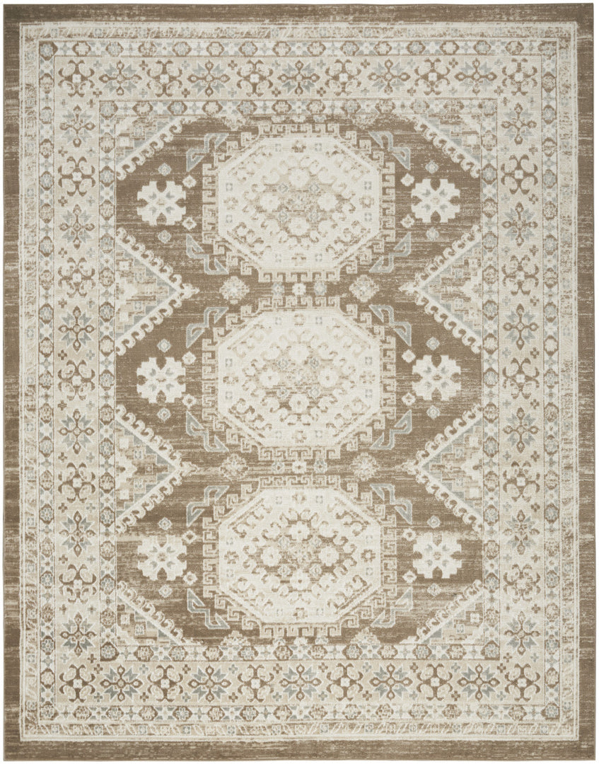 8' X 10' Brown Geometric Distressed Area Rug