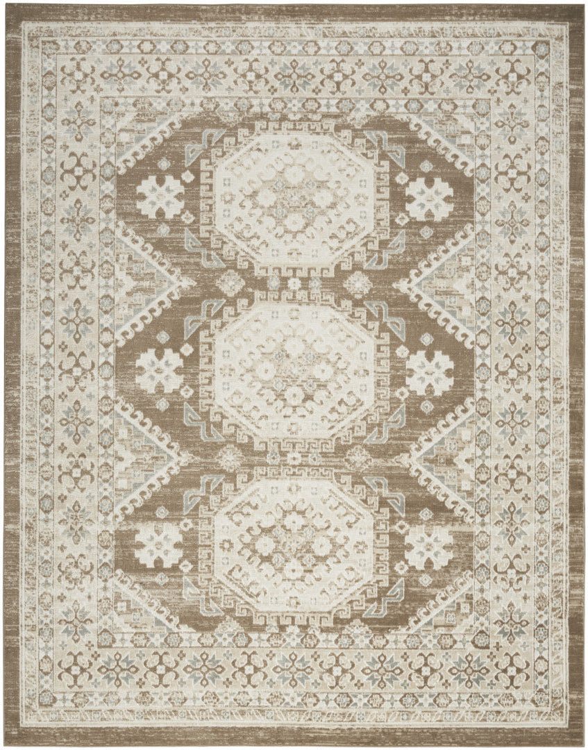 8' X 10' Brown Geometric Distressed Area Rug