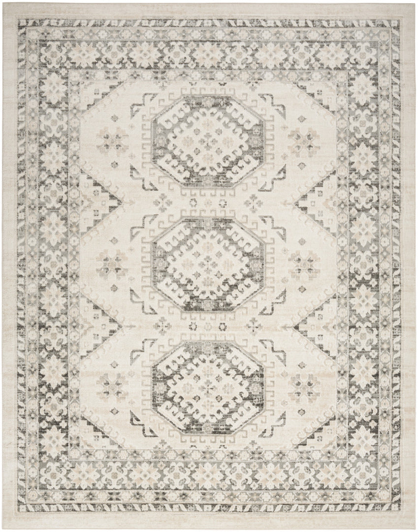 8' X 10' Gray Geometric Distressed Area Rug