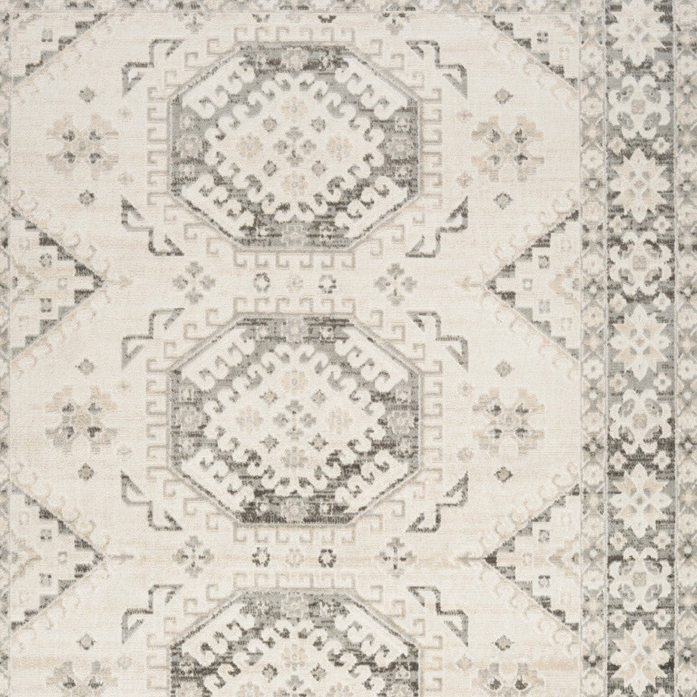 8' X 10' Gray Geometric Distressed Area Rug