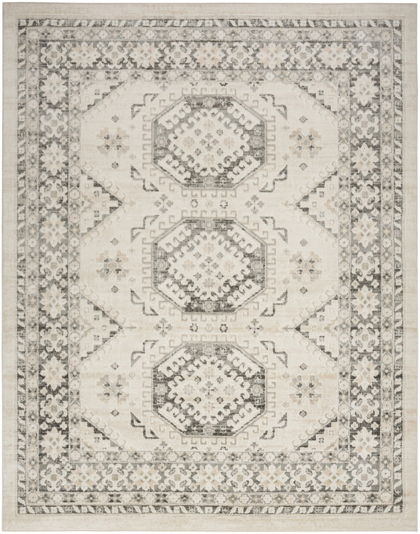 5' X 7' Gray Geometric Distressed Area Rug