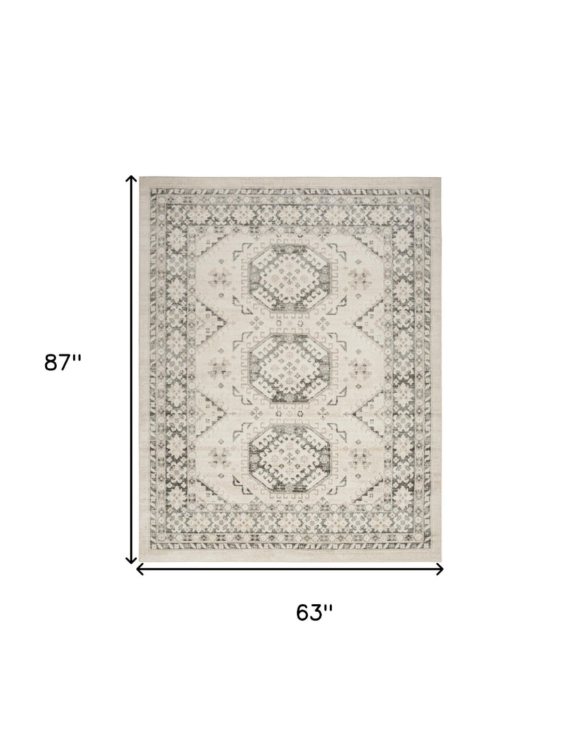 5' X 7' Gray Geometric Distressed Area Rug