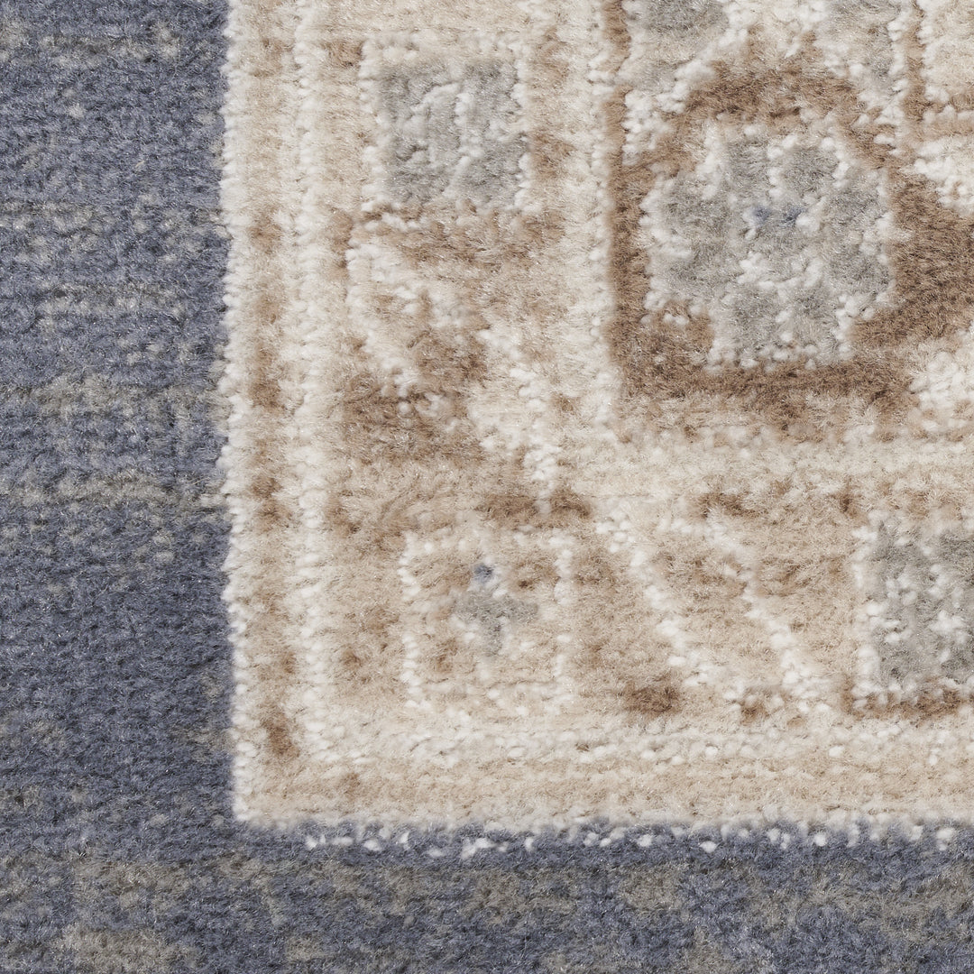 4' X 6' Blue Geometric Distressed Area Rug