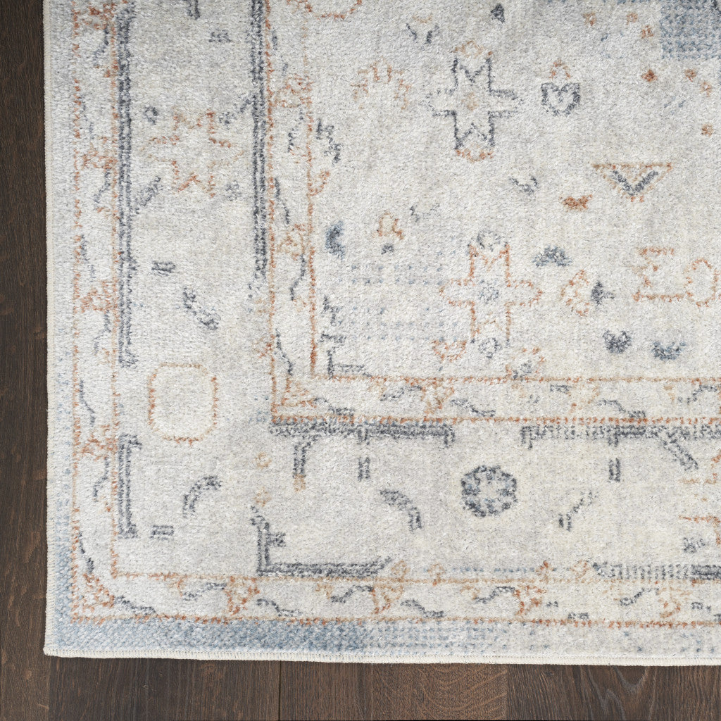 6' Runner Blue Oriental Power Loom Distressed Runner Rug