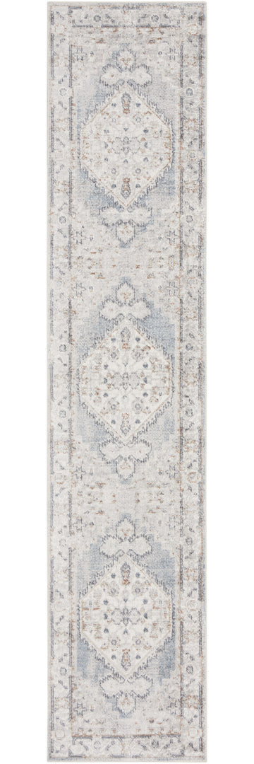 6' Runner Blue Oriental Power Loom Distressed Runner Rug