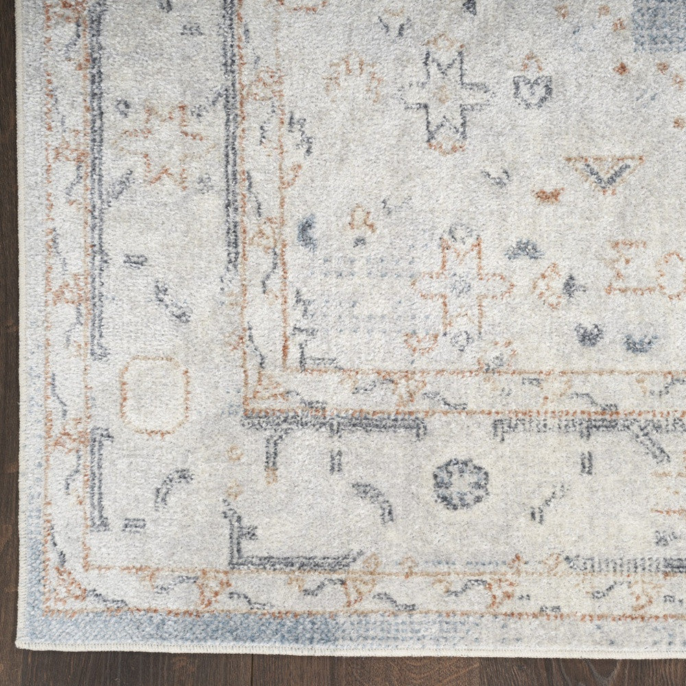 6' Runner Blue Oriental Power Loom Distressed Runner Rug