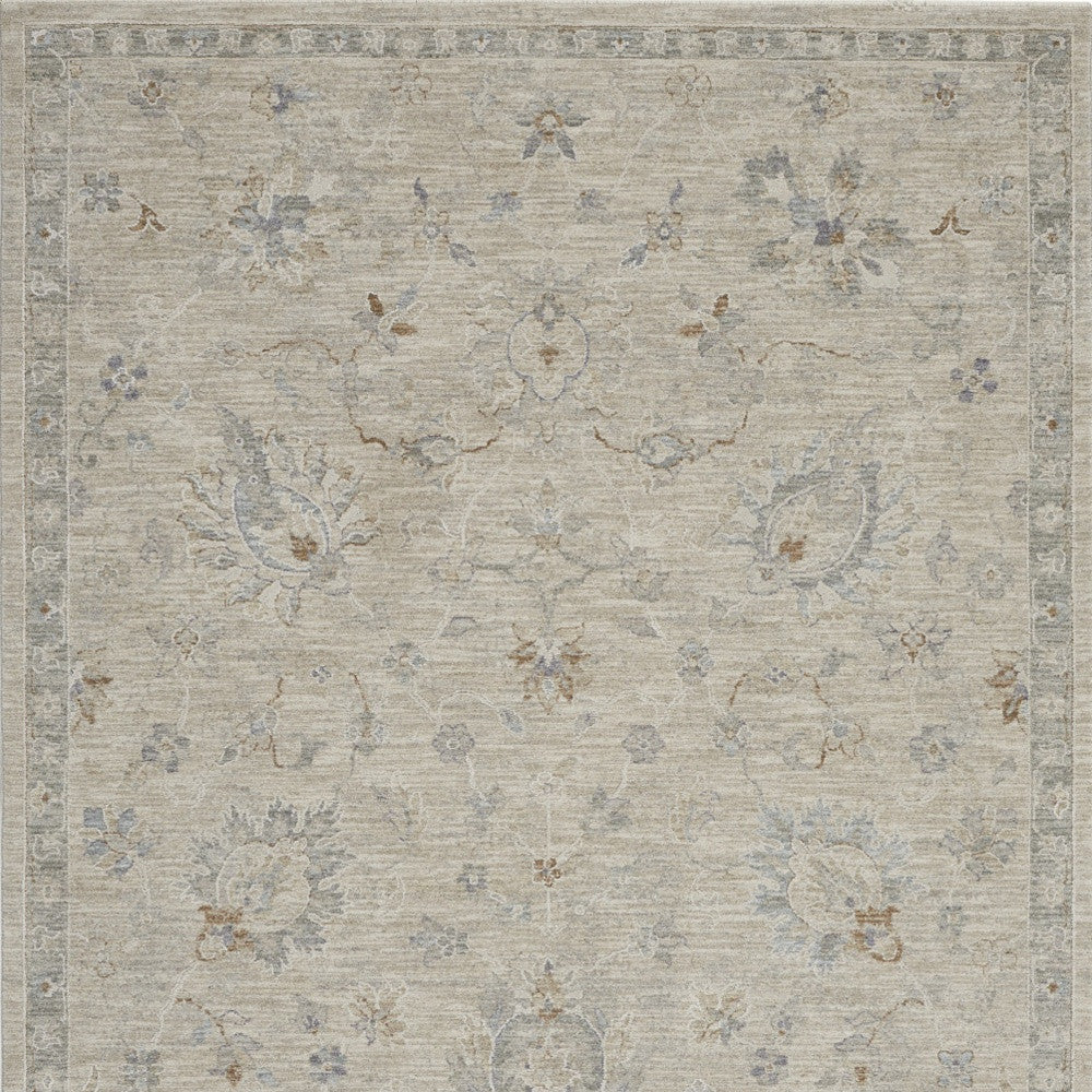 4' X 6' Gray Floral Power Loom Area Rug