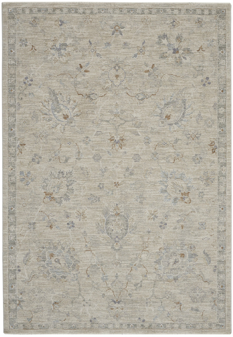 4' X 6' Gray Floral Power Loom Area Rug