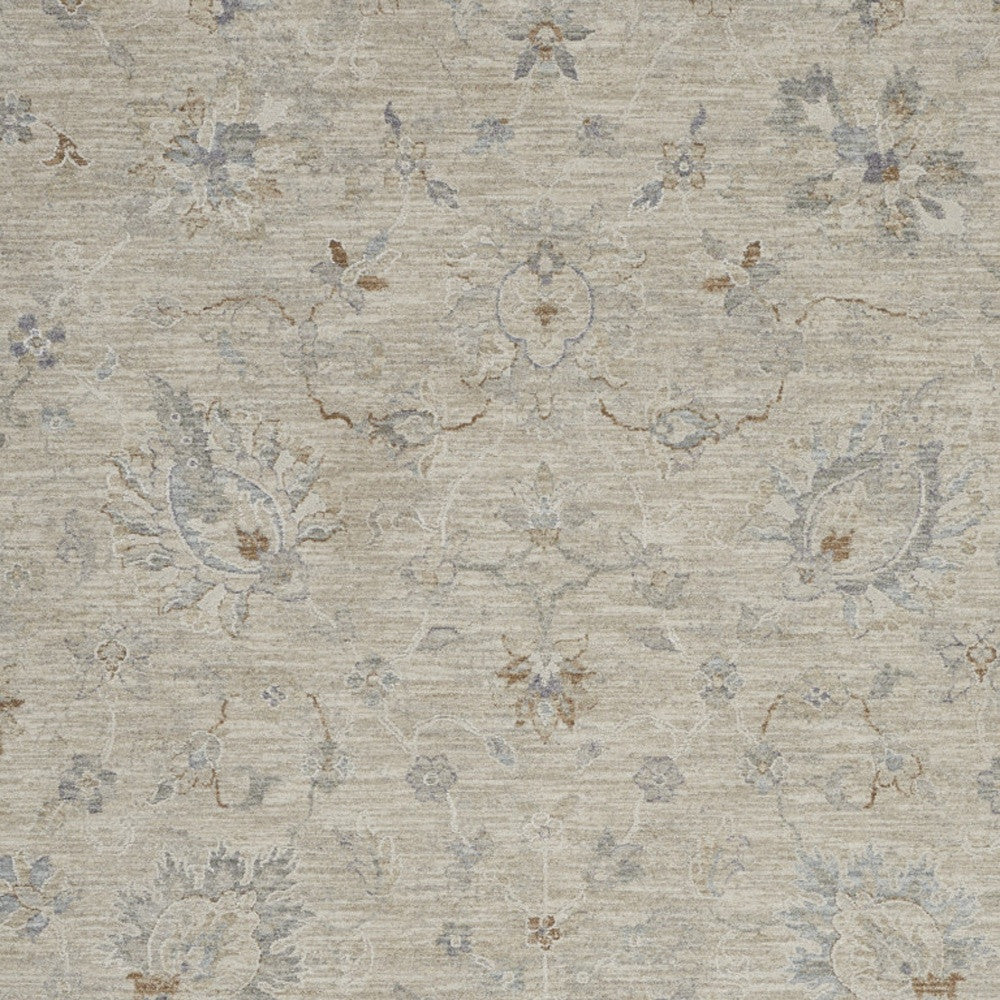 4' X 6' Gray Floral Power Loom Area Rug