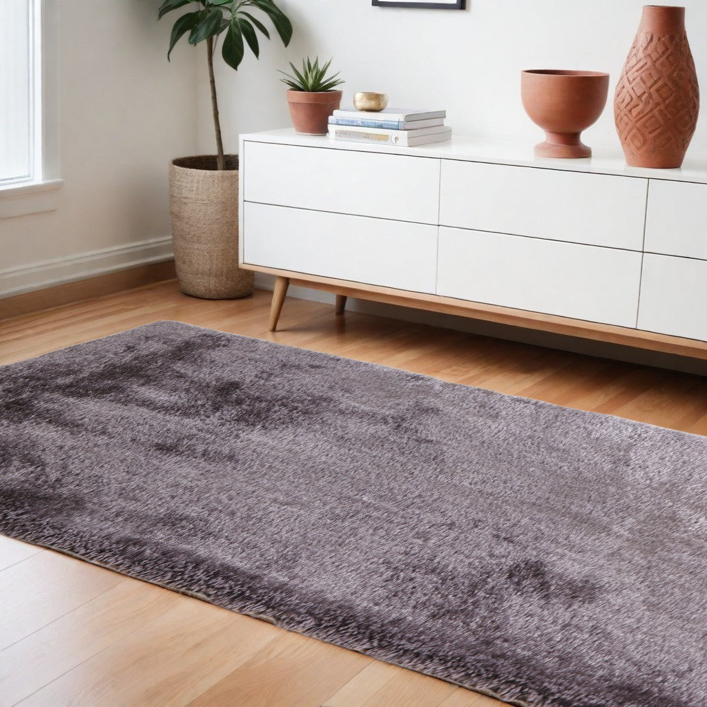 5' X 7' Gray Shag Hand Tufted Area Rug