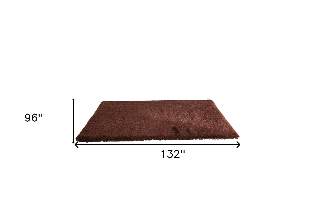 8' X 11' Brown Shag Hand Tufted Area Rug