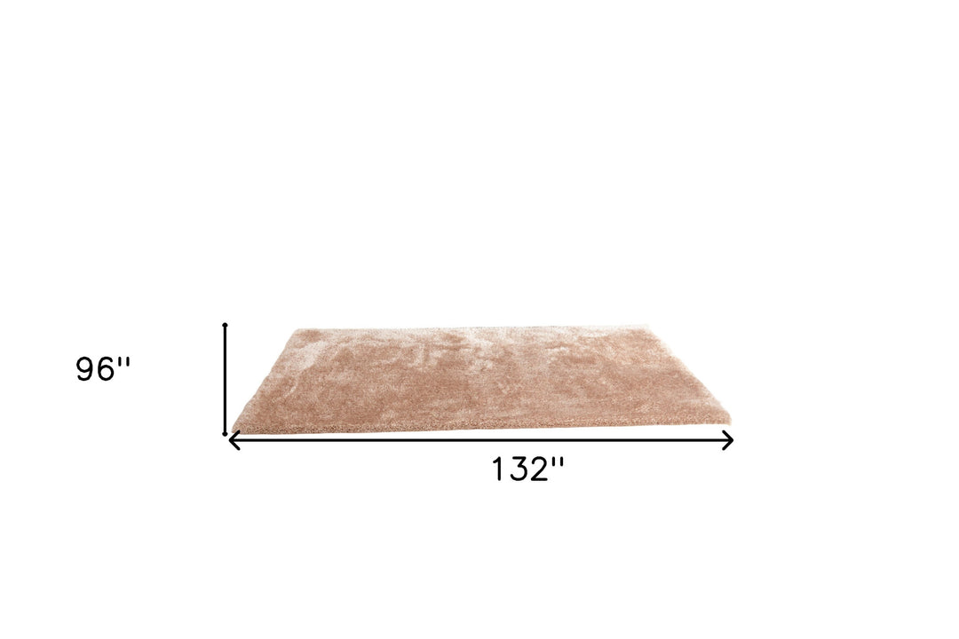 8' X 11' Beige Shag Hand Tufted Area Rug