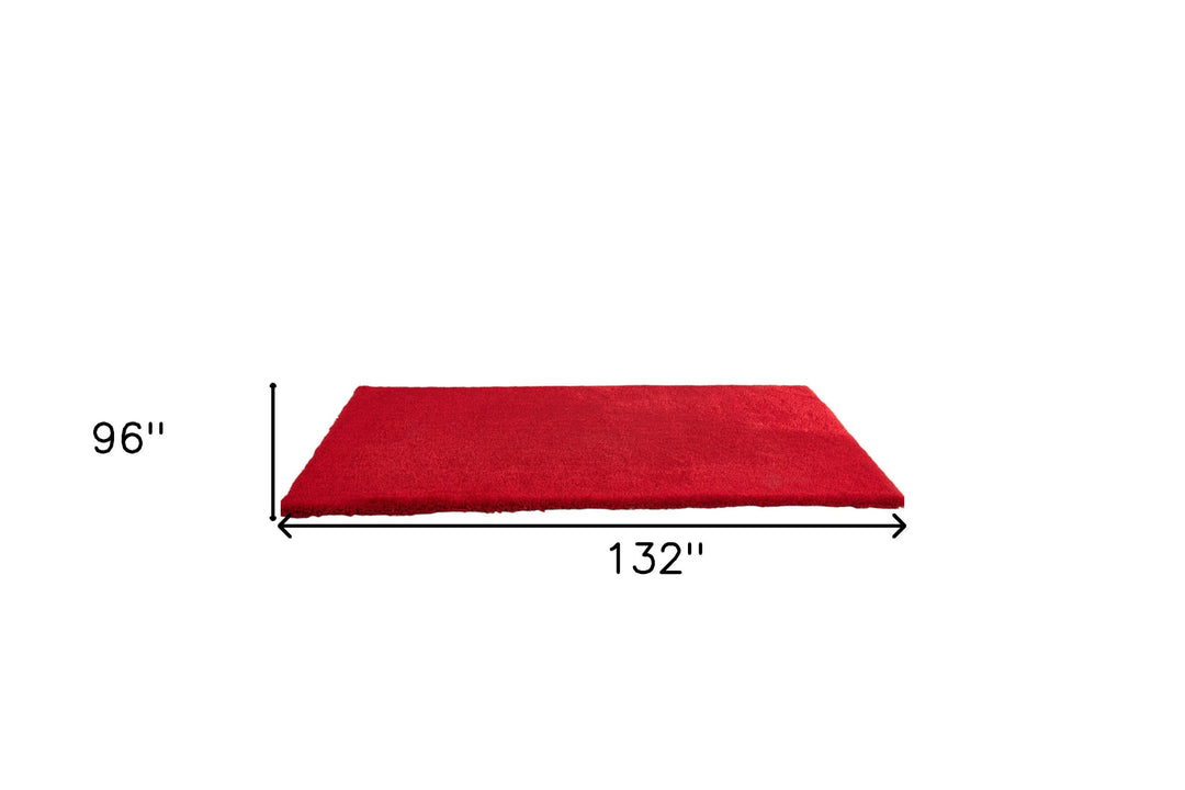 8' X 11' Red Shag Hand Tufted Area Rug