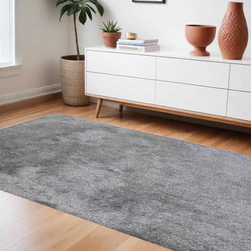 5' X 7' Gray Shag Hand Tufted Area Rug