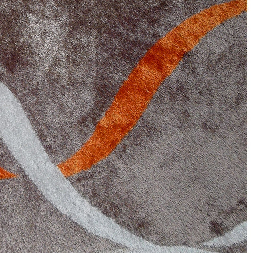 2' X 3' Brown and Orange Shag Hand Tufted Area Rug