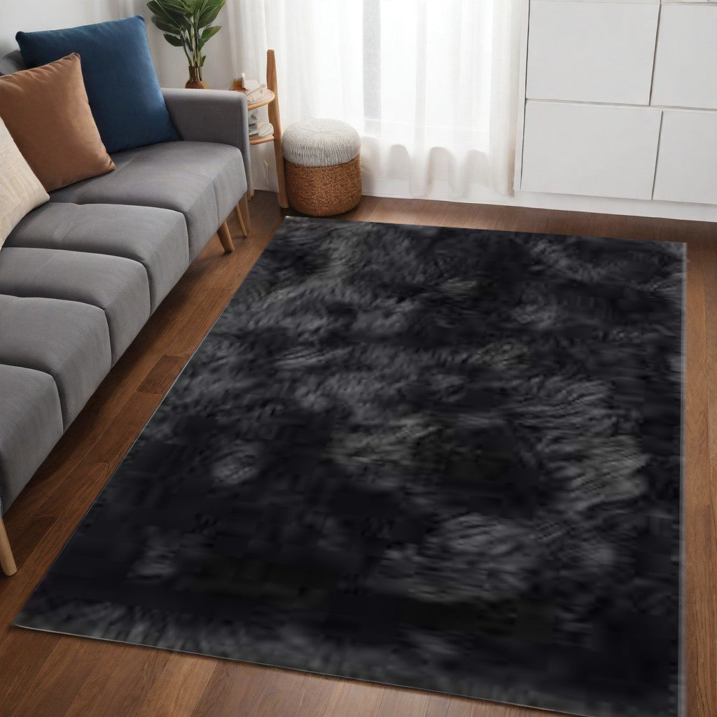 3' X 5' Gray Faux Sheepskin Washable Area Rug