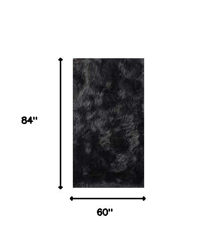 3' X 5' Gray Faux Sheepskin Washable Area Rug